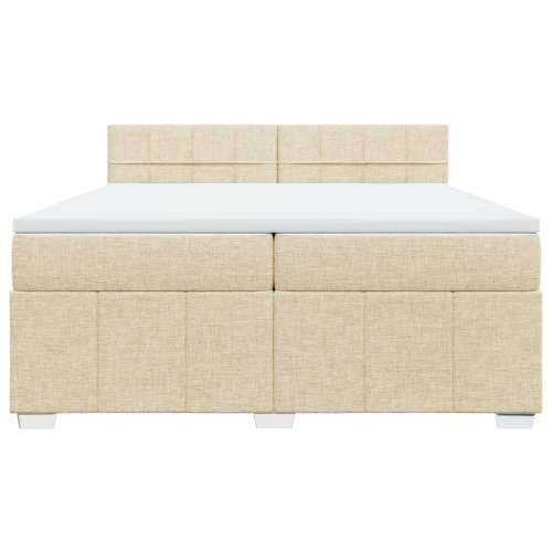 Krevet s oprugama i madracem krem 200 x 200 cm od tkanine - Krema 200 x 200 cm Blok s kvadratima Cijena
