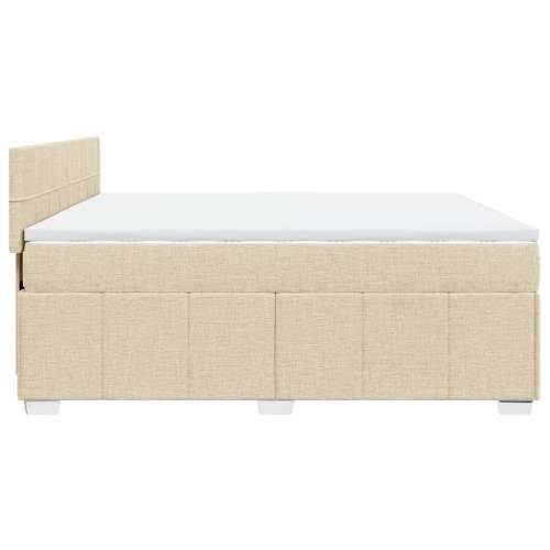 Krevet s oprugama i madracem krem 200 x 200 cm od tkanine - Krema 200 x 200 cm Blok s kvadratima Cijena