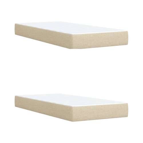 Krevet s oprugama i madracem krem 200 x 200 cm od tkanine - Krema 200 x 200 cm Blok s kvadratima Cijena