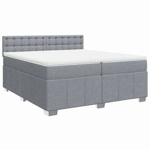 Krevet s oprugama i madracem svjetlosivi 200 x 200cm od tkanine - Svjetlosiva 200 x 200 cm gumbi Cijena