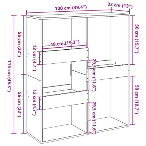 Paravan - Sobna pregrada crna 100x33x115 cm konstruirano drvo - Crna 1 115 cm Cijena