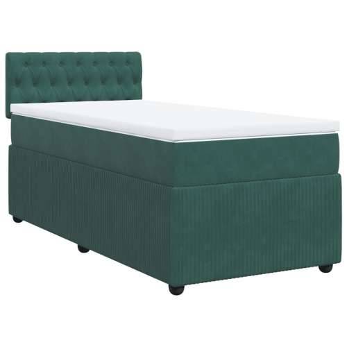 Box spring krevet s madracem tamnozeleni 90x190 cm baršunasti - Tamnozelena 90 x 190 cm Dizajn s gumbima Cijena