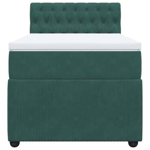 Box spring krevet s madracem tamnozeleni 90x190 cm baršunasti - Tamnozelena 90 x 190 cm Dizajn s gumbima Cijena