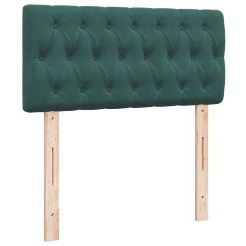 Box spring krevet s madracem tamnozeleni 90x190 cm baršunasti - Tamnozelena 90 x 190 cm Dizajn s gumbima Cijena