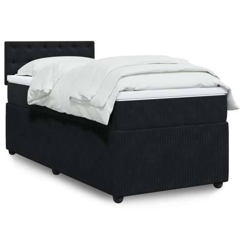 Box spring krevet s madracem crni 90x200 cm baršunasti - Crna 90 x 200 cm gumbi Cijena