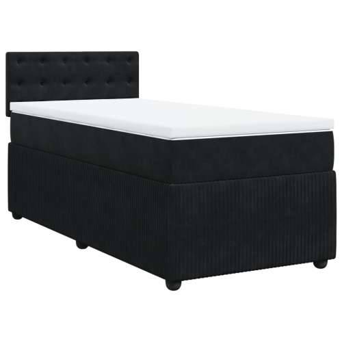 Box spring krevet s madracem crni 90x200 cm baršunasti - Crna 90 x 200 cm gumbi Cijena