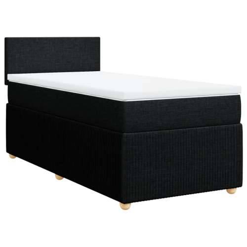 Krevet s oprugama i madracem crni 90x200 cm od tkanine - Crna 90 x 200 cm Gladak dizajn Cijena