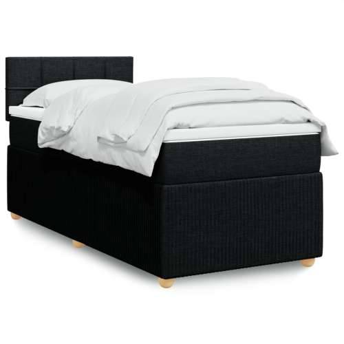 Krevet s oprugama i madracem crni 90x200 cm od tkanine - Crna 90 x 200 cm Blok s kvadratima Cijena