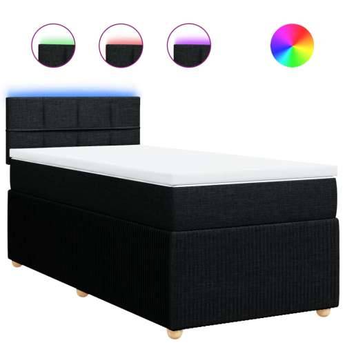 Krevet s oprugama i madracem crni 90x200 cm od tkanine - Crna 90 x 200 cm Blok s kvadratima Cijena