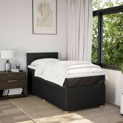 Krevet s oprugama i madracem crni 90x200 cm od tkanine - Crna 90 x 200 cm Blok s kvadratima Cijena