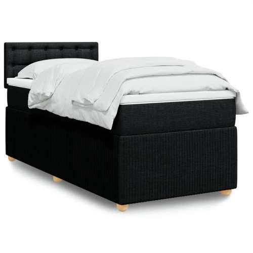 Krevet s oprugama i madracem crni 90x200 cm od tkanine - Crna 90 x 200 cm gumbi Cijena