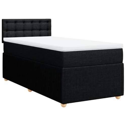 Krevet s oprugama i madracem crni 90x200 cm od tkanine - Crna 90 x 200 cm gumbi Cijena