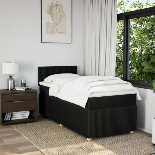 Krevet s oprugama i madracem crni 90x200 cm od tkanine - Crna 90 x 200 cm gumbi Cijena