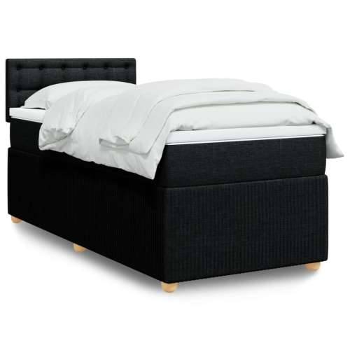Krevet s oprugama i madracem crni 100 x 200 cm od tkanine - Crna 100 x 200 cm gumbi Cijena