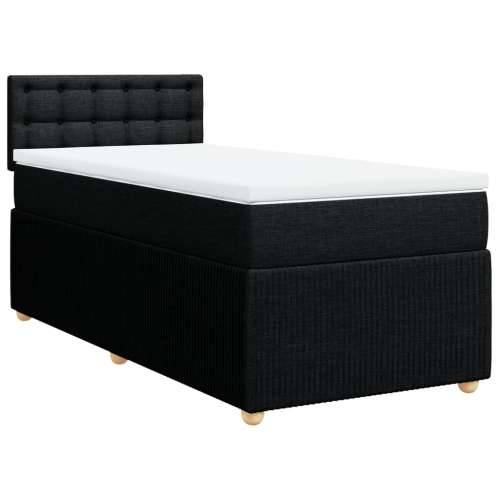 Krevet s oprugama i madracem crni 100 x 200 cm od tkanine - Crna 100 x 200 cm gumbi Cijena