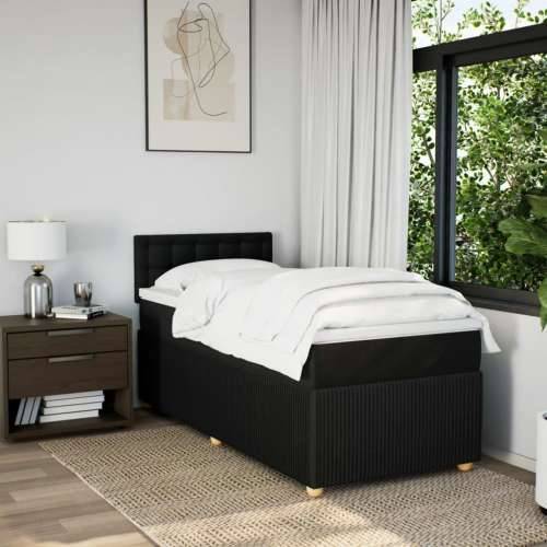 Krevet s oprugama i madracem crni 100 x 200 cm od tkanine - Crna 100 x 200 cm gumbi Cijena