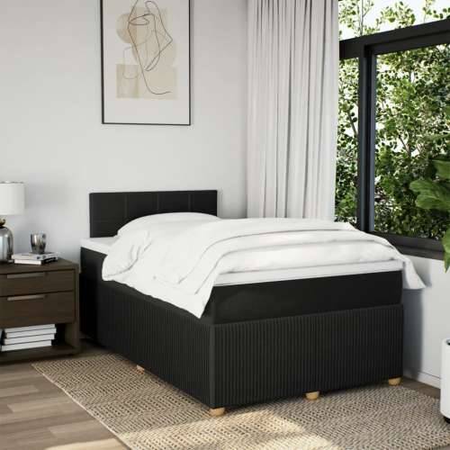Krevet s oprugama i madracem crni 120 x 200cm od tkanine - Crna 120 x 200 cm Blok s kvadratima Cijena