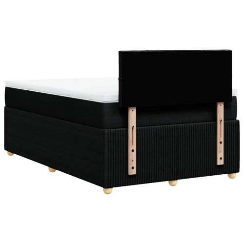 Krevet s oprugama i madracem crni 120 x 200cm od tkanine - Crna 120 x 200 cm Blok s kvadratima Cijena