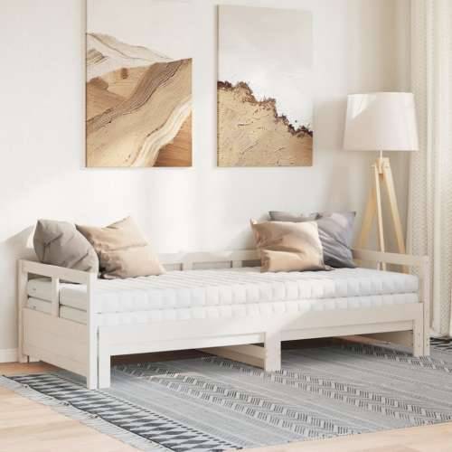 Dnevni krevet na razvlačenje s madracima 80x200 cm od borovine Bijela 80 x 200 cm Da Cijena