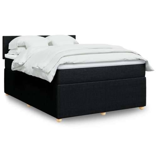 Krevet s oprugama i madracem crni 140 x 190 cm od tkanine - Crna 140 x 190 cm Gladak dizajn Cijena