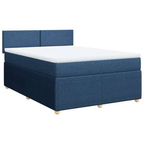 Krevet s oprugama i madracem plavi 140 x 190 cm od tkanine - Plava 140 x 190 cm Gladak dizajn Cijena