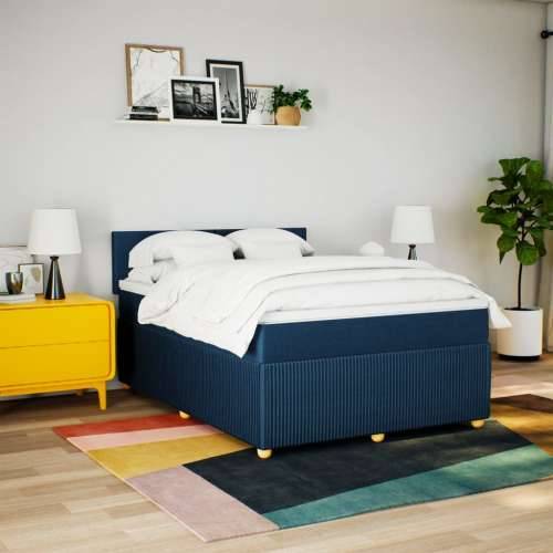 Krevet s oprugama i madracem plavi 140 x 190 cm od tkanine - Plava 140 x 190 cm Gladak dizajn Cijena