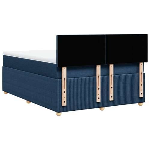 Krevet s oprugama i madracem plavi 140 x 190 cm od tkanine - Plava 140 x 190 cm Gladak dizajn Cijena
