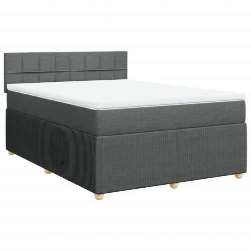 Krevet s oprugama i madracem tamnosivi 140x190 cm od tkanine Tamno siva 140 x 190 cm Blok s kvadratima Cijena