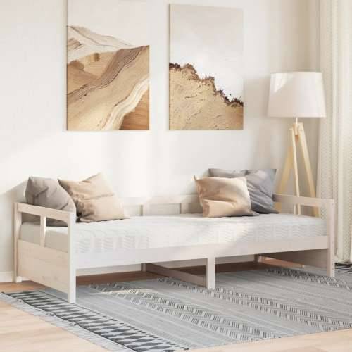 Dnevni krevet s madracem bijeli 90 x 200 cm masivna borovina - Bijela 90 x 200 cm Da Cijena