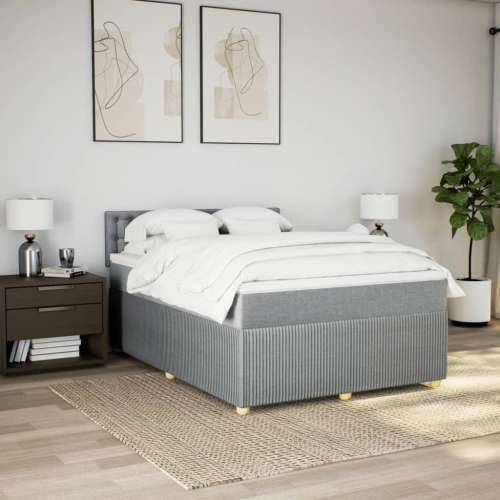 Krevet s oprugama i madracem svjetlosivi 140x190 cm od tkanine - Svjetlosiva 140 x 190 cm gumbi Cijena