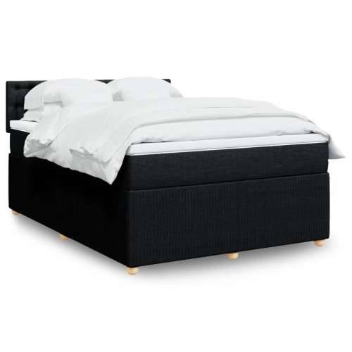 Krevet s oprugama i madracem crni 140 x 190 cm od tkanine Crna 140 x 190 cm gumbi Cijena