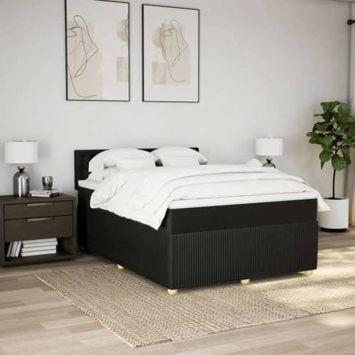 Krevet s oprugama i madracem crni 140 x 190 cm od tkanine Crna 140 x 190 cm gumbi Cijena