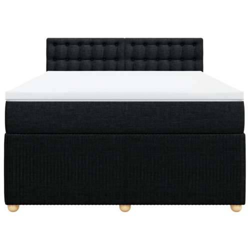 Krevet s oprugama i madracem crni 140 x 190 cm od tkanine Crna 140 x 190 cm gumbi Cijena
