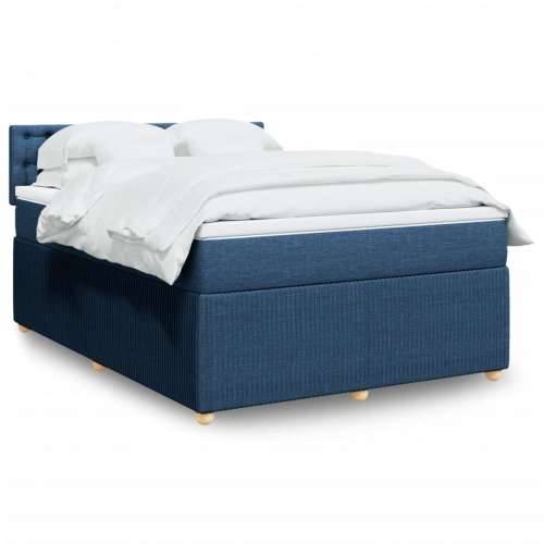 Krevet s oprugama i madracem plavi 140 x 190 cm od tkanine - Plava 140 x 190 cm gumbi Cijena
