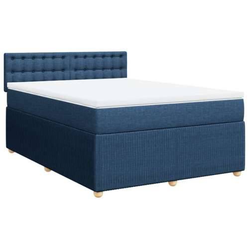 Krevet s oprugama i madracem plavi 140 x 190 cm od tkanine - Plava 140 x 190 cm gumbi Cijena