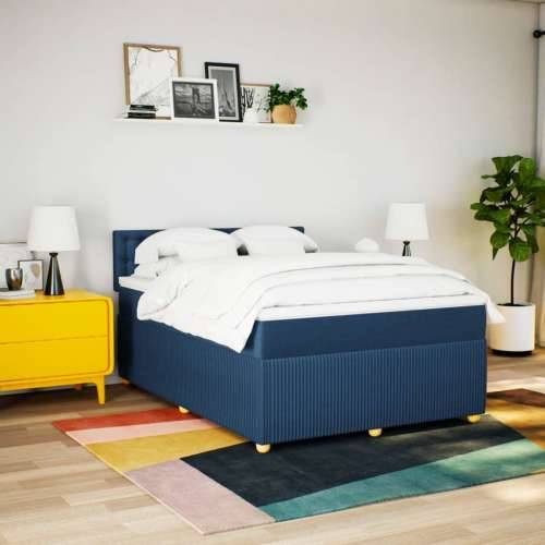 Krevet s oprugama i madracem plavi 140 x 190 cm od tkanine - Plava 140 x 190 cm gumbi Cijena