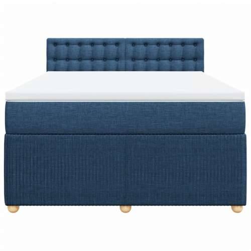 Krevet s oprugama i madracem plavi 140 x 190 cm od tkanine - Plava 140 x 190 cm gumbi Cijena