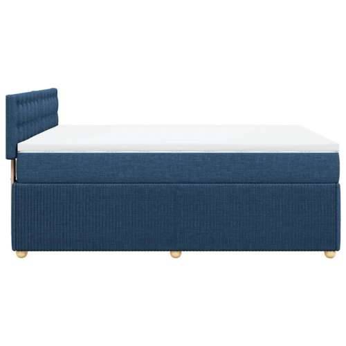 Krevet s oprugama i madracem plavi 140 x 190 cm od tkanine - Plava 140 x 190 cm gumbi Cijena