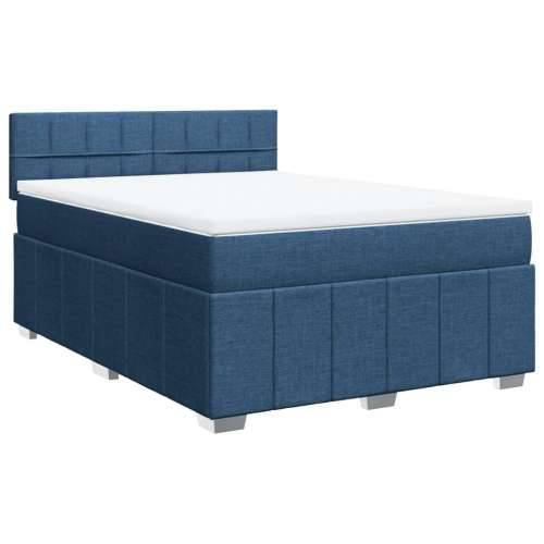 Krevet s oprugama i madracem plavi 140 x 190 cm od tkanine - Plava 140 x 190 cm Blok s kvadratima Cijena