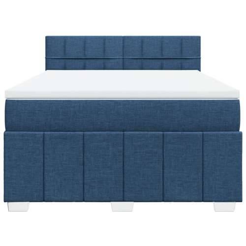 Krevet s oprugama i madracem plavi 140 x 190 cm od tkanine - Plava 140 x 190 cm Blok s kvadratima Cijena