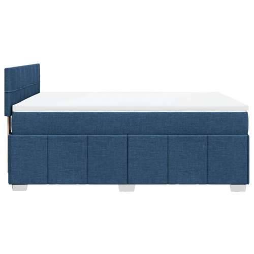 Krevet s oprugama i madracem plavi 140 x 190 cm od tkanine - Plava 140 x 190 cm Blok s kvadratima Cijena