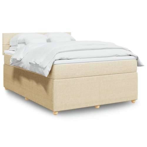 Krevet s oprugama i madracem krem 140x200 cm od tkanine Krema 140 x 200 cm Blok s kvadratima Cijena