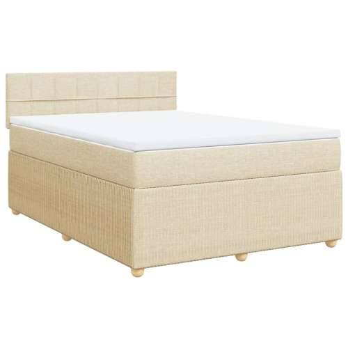 Krevet s oprugama i madracem krem 140x200 cm od tkanine Krema 140 x 200 cm Blok s kvadratima Cijena