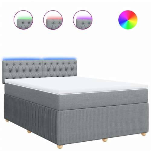 Krevet box spring s madracem svjetlosivi 140x200 cm od tkanine - Svjetlosiva 140 x 200 cm Dizajn s gumbima Cijena