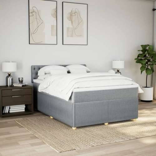 Krevet box spring s madracem svjetlosivi 140x200 cm od tkanine - Svjetlosiva 140 x 200 cm Dizajn s gumbima Cijena