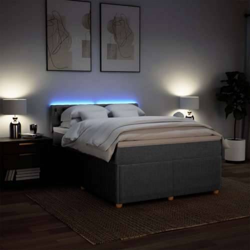 Krevet box spring s madracem svjetlosivi 140x200 cm od tkanine - Svjetlosiva 140 x 200 cm Dizajn s gumbima Cijena