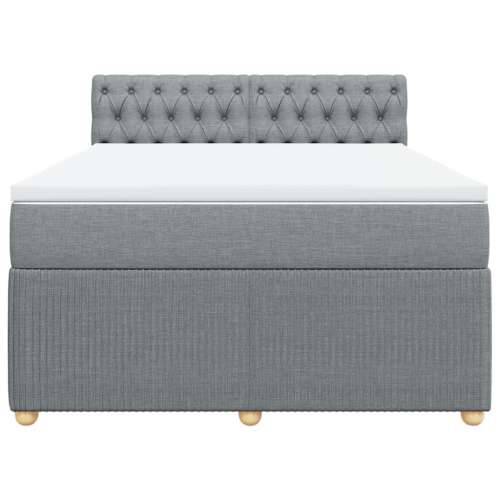 Krevet box spring s madracem svjetlosivi 140x200 cm od tkanine - Svjetlosiva 140 x 200 cm Dizajn s gumbima Cijena