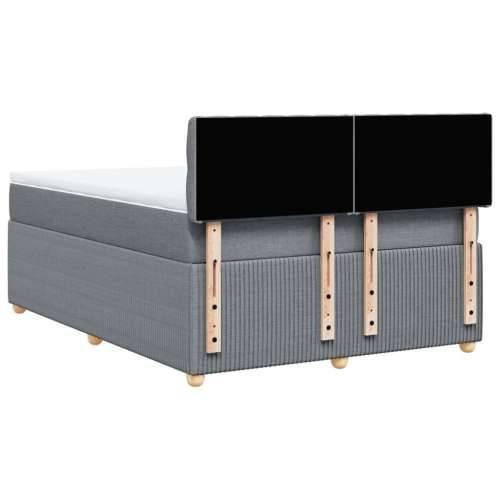 Krevet box spring s madracem svjetlosivi 140x200 cm od tkanine - Svjetlosiva 140 x 200 cm Dizajn s gumbima Cijena