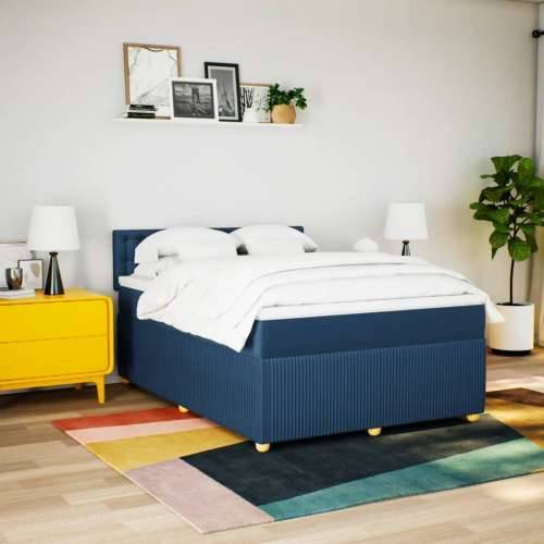 Krevet s oprugama i madracem plavi 140x200 cm od tkanine - Plava 140 x 200 cm gumbi Cijena