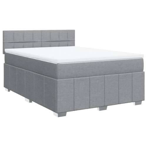 Krevet box spring s madracem svjetlosiva 160x200 cm tkanina - Svjetlosiva 160 x 200 cm Blok s kvadratima Cijena